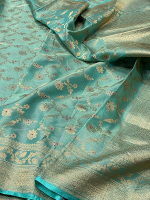 MJA Woven Banarasi Pure Silk, Tissue Saree(Light Green)
