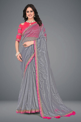 Brahmani Creation Printed Daily Wear Georgette Saree(Grey)