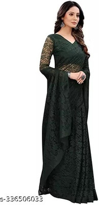 online bazaarr Self Design Bollywood Net Saree(Green)