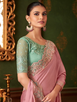 Sareemall Embellished Bollywood Georgette Saree(Purple)