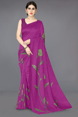 MIRCHI FASHION Printed, Floral Print Bollywood Cotton Silk, Silk Blend Saree(Pink, Green)