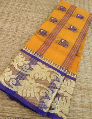 PUJA SHAREE CENTRE Self Design Tant Cotton Blend Saree(Mustard)