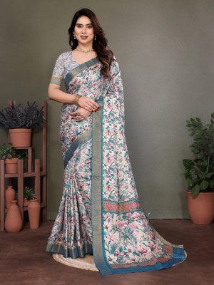Soor Panchi Self Design Handloom Cotton Linen Saree(Green)