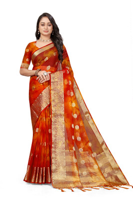 Aarunika AF Printed Bollywood Organza Saree(Mustard)