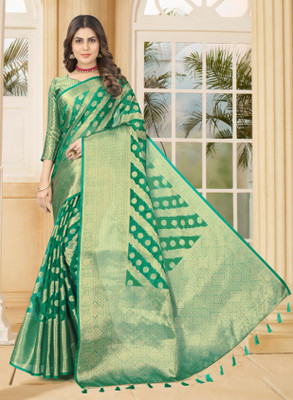 PICWKELL Woven Dharmavaram Organza Saree(Multicolor)