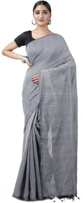 GitAsit Woven Handloom Pure Cotton Saree(Grey)