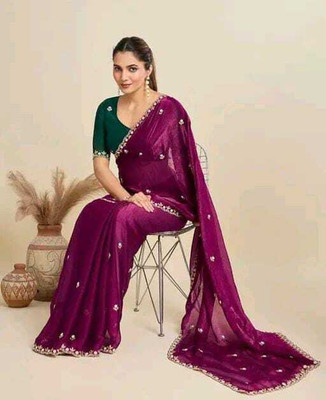 YuvanshCreation Embroidered Daily Wear Jimmy choo Saree(Brown)