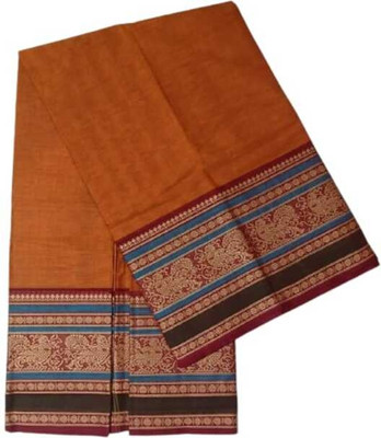 PME Woven Chettinadu Pure Cotton Saree(Orange)