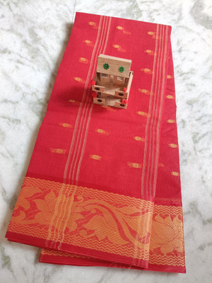 BD Taant Saree Self Design Tant Pure Cotton Saree(Light Green)