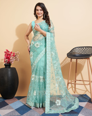 Sasta Bazar Embroidered Bollywood Net Saree(Green)