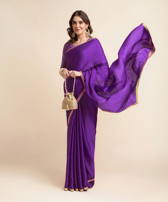 RekhaManiyar Solid/Plain Bollywood Chiffon Saree(Purple)