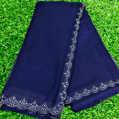 patu plus Self Design Bollywood Georgette Saree(Dark Blue)