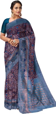 MANUMA Self Design Daily Wear Art Silk Saree(Blue)