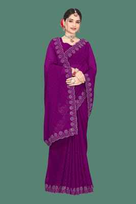 Shiv Febric Embellished Bollywood Chiffon Saree(Purple)