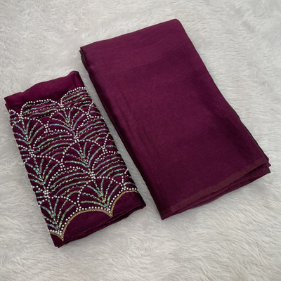 LAJEELEE Embroidered Bollywood Chiffon Saree(Maroon)
