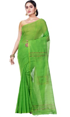 DipDiya Self Design Handloom Cotton Linen Saree(Light Green)