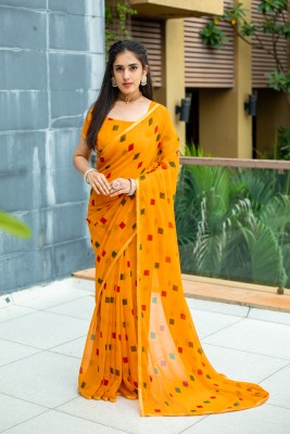 indianglory Printed Daily Wear Georgette Saree(Yellow)