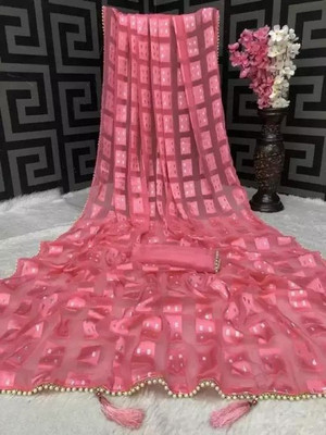 ICEBERGEXIM Self Design Bollywood Georgette Saree(Pink)