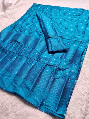 Skiran's Woven Mekhela Chador Polyester Saree(Blue)