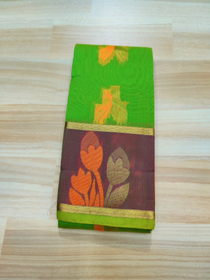 Jainithish Collections Printed Kota Doria Cotton Silk Saree(Green)