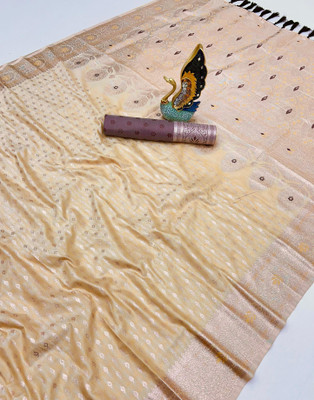 Divastri Woven Banarasi Cotton Silk Saree(Cream)