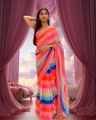 JAYAMENTERPRISE Digital Print, Woven Bollywood Georgette Saree(Multicolor)