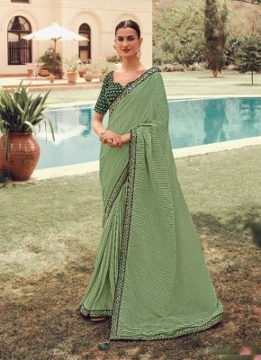 HK TEX Embroidered Bhagalpuri Jute Silk Saree(Light Green)