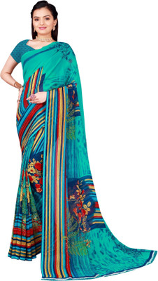 Saadhvi Printed Daily Wear Georgette Saree(Light Blue)