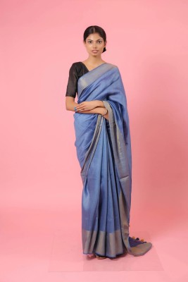 Nayab Stores Woven Bhagalpuri Tussar Silk Saree(Blue)