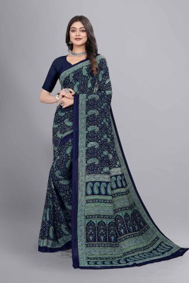 Vimla Printed Bollywood Crepe Saree(Dark Blue)