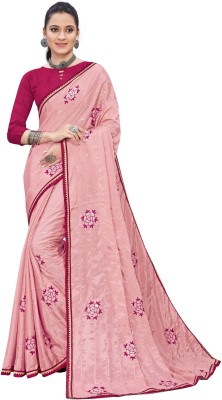 Diduhasti Embroidered Bollywood Pure Silk Saree(Pink)