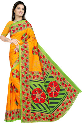 nirmal creation Printed Daily Wear Georgette Saree(Green)
