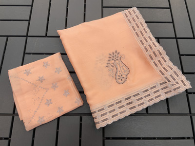 JENNYFEB Embellished Bollywood Pure Silk Saree(Orange)