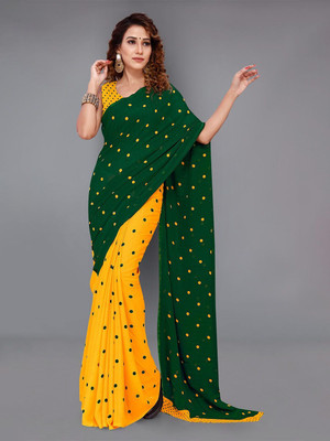 Moda Rapido Printed Daily Wear Georgette Saree(Green, Yellow)