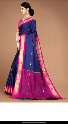 Mortal Textile Animal Print Assam Silk Cotton Silk Saree(Dark Green)