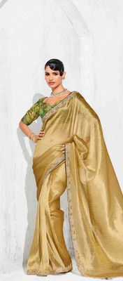 Shree nath Sadi Centre Embroidered, Solid/Plain Bollywood Pure Silk Saree(Yellow)