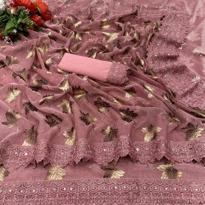 Snehdeep Embellished Bollywood Lycra Blend Saree(Pink)