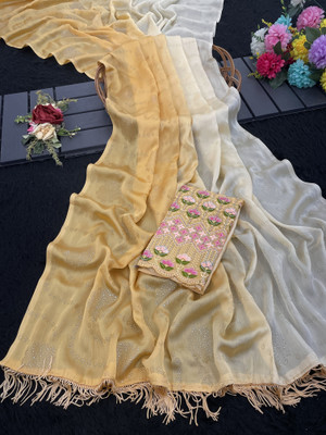 KANDORA Printed Bollywood Chiffon Saree(Yellow)