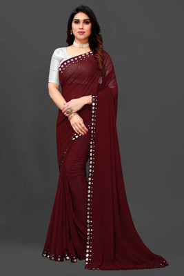 Manan Creation Embellished Bollywood Georgette Saree(Brown)