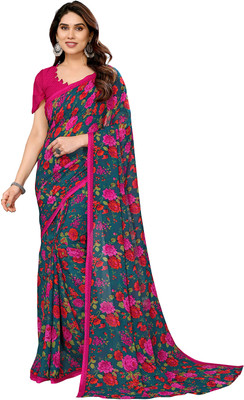 Moda Rapido Floral Print Daily Wear Georgette Saree(Green)