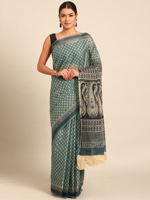 SHANVIKA Printed Daily Wear Pure Cotton Saree(Blue)