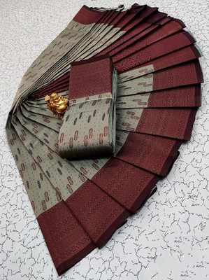 VASTUKALA Woven Kanjivaram Pure Silk, Art Silk Saree(Light Green, Maroon)