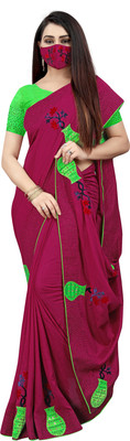 pUNYATHA CREATION Printed Chanderi Art Silk Saree(Maroon)