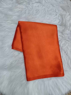 Aruna Sarees Solid/Plain Bollywood Pure Silk, Satin Saree(Orange)