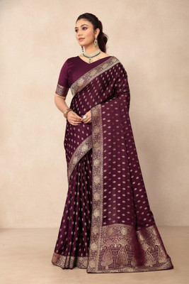 Bindi Woven Banarasi Cotton Silk Saree(Maroon)