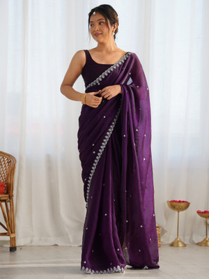 ANOUK Embellished Bollywood Georgette Saree(Magenta)