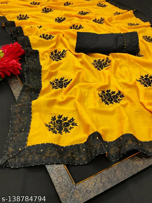GOLDOLL FAB Self Design Bollywood Georgette Saree(Yellow)