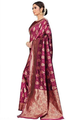 Sati Savitri Saree Woven Banarasi Silk Blend Saree(Purple)