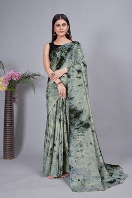 Divastri Printed Bollywood Silk Blend Saree(Green)