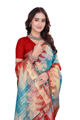 Aarunika IC Solid/Plain Bollywood Organza Saree(Maroon)